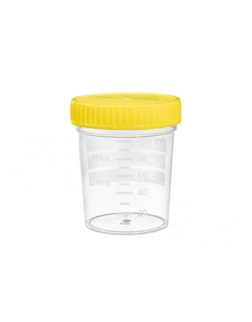 120ml Récipient à urines bouchon jaune non stérile