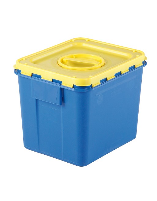 30L Récipient d’élimination bleu avec couvercle à CLICK jaune